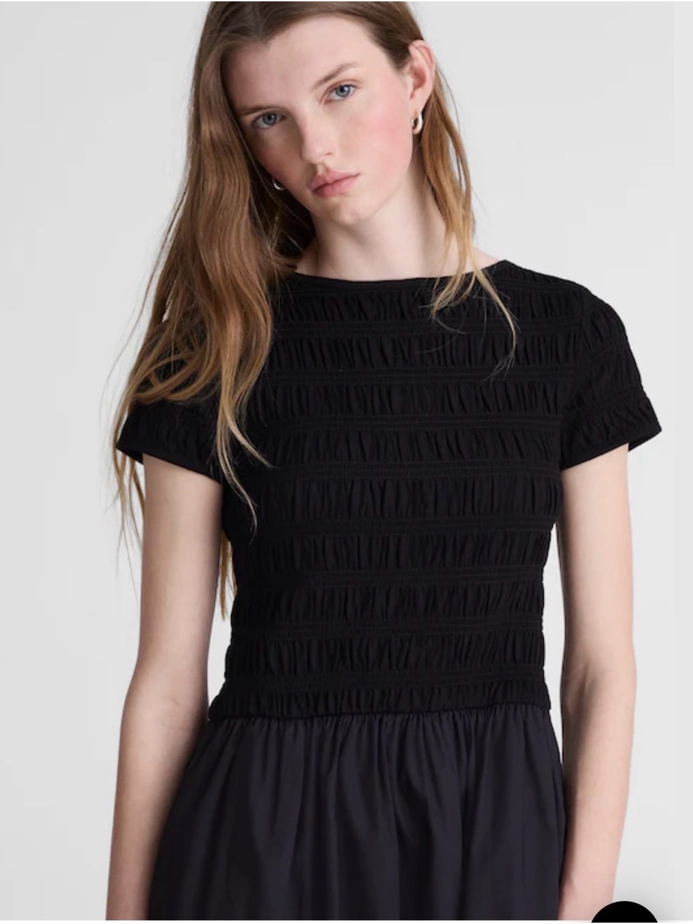 NWT Madewell Smocked Boatneck Midi Dress Jet Black - Picture 5 of 10